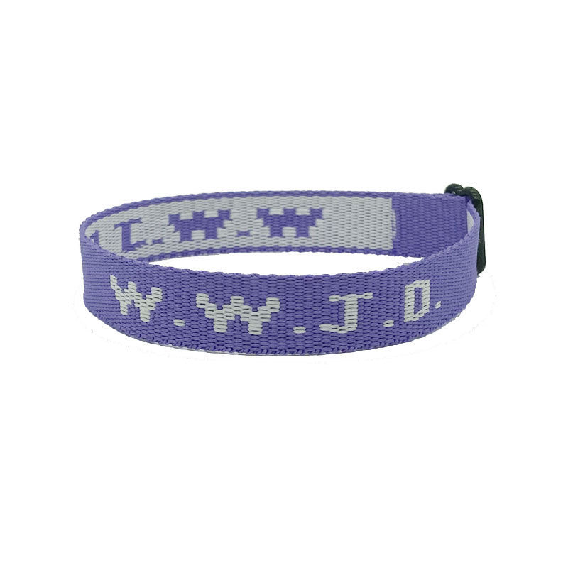 Jacquard Printed Wrist Strap Bracelet Ribbon Unisex WWJD Bracelet Adjustable Bracelet