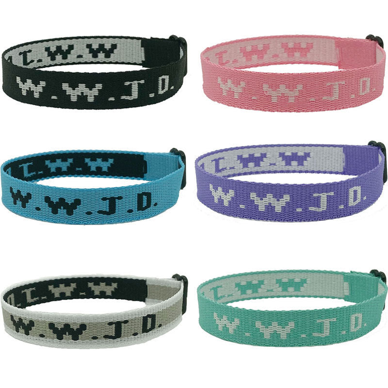 Jacquard Printed Wrist Strap Bracelet Ribbon Unisex WWJD Bracelet Adjustable Bracelet