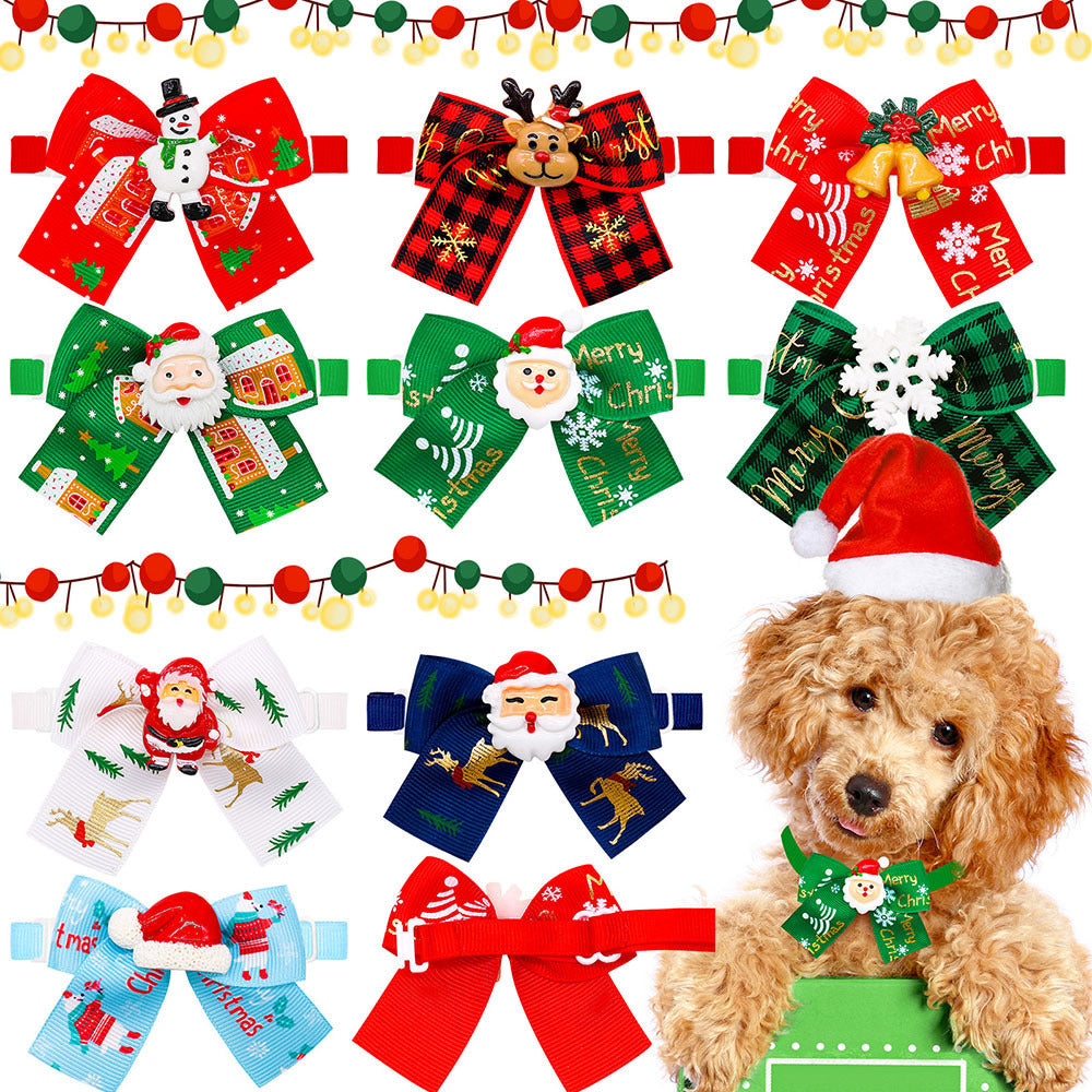 Christmas Doll Pet Dog Cat Bow Tie Accessories Tree Decoration