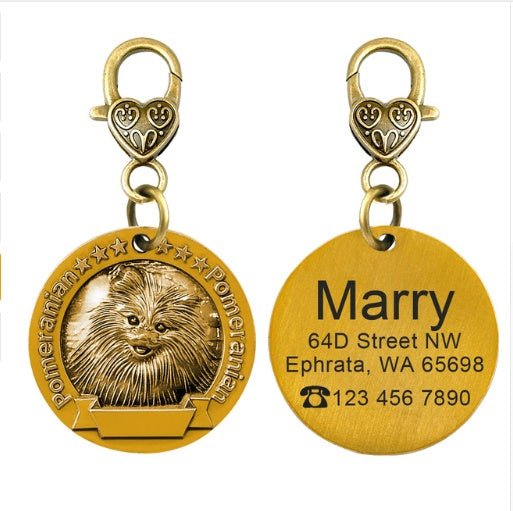 New dog identity card custom lettering tag Jin Mao Teddy dog bronze dog anti-lost pet brand