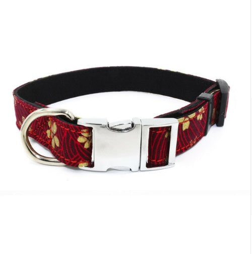 Metal quick-release buckle fabric collar collar adjustable size small and medium-sized dogs