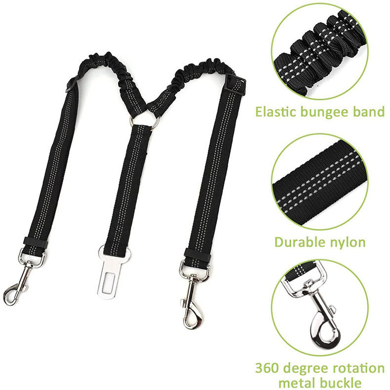 Pet Car Seat Belt Double-ended Traction Rope One For Two