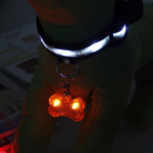 New  LED Dog Bone Shape ID Tag Pet Safety Collar Pendant