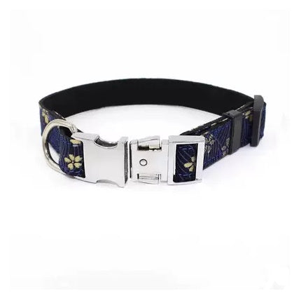 Metal quick-release buckle fabric collar collar adjustable size small and medium-sized dogs