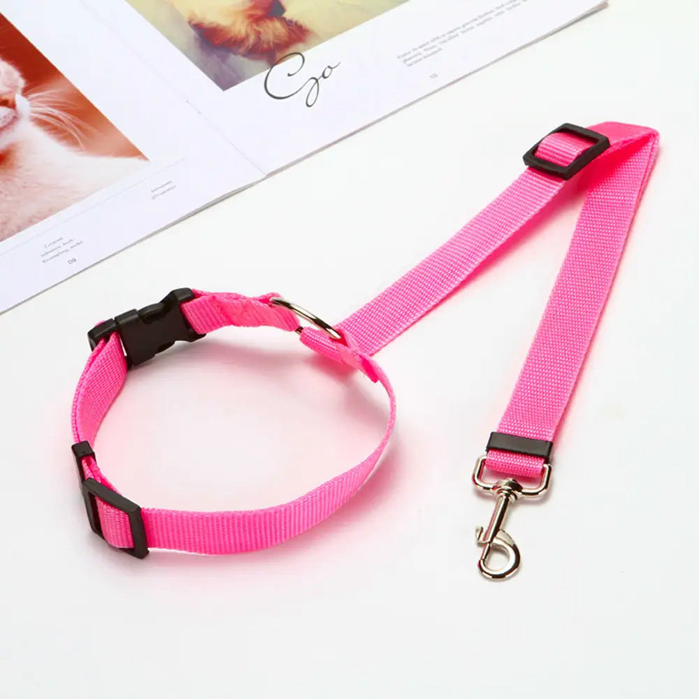 Solid Two-in-one Pet Car Seat Belt Lead Leash BackSeat Safety Belt Adjustable Harness For Kitten Dogs Collar Pet Accessories