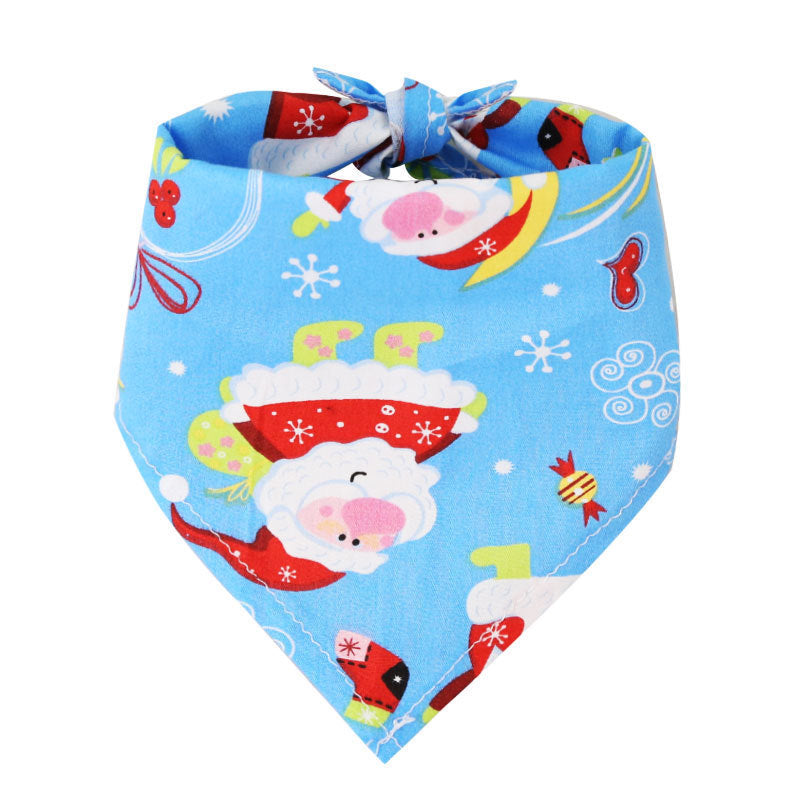 Christmas Cotton Print Pet Dress Triangle Scarf