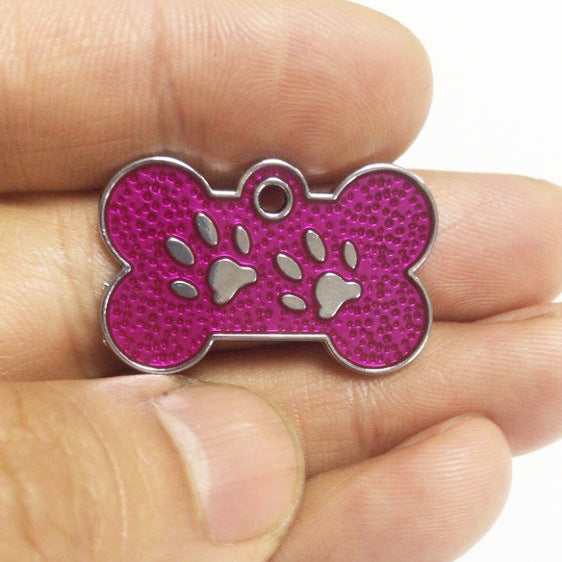 Zinc Alloy Metal Pet Tag Zinc Alloy Identity Brand Glitter Footprint Engraving Dog Tag