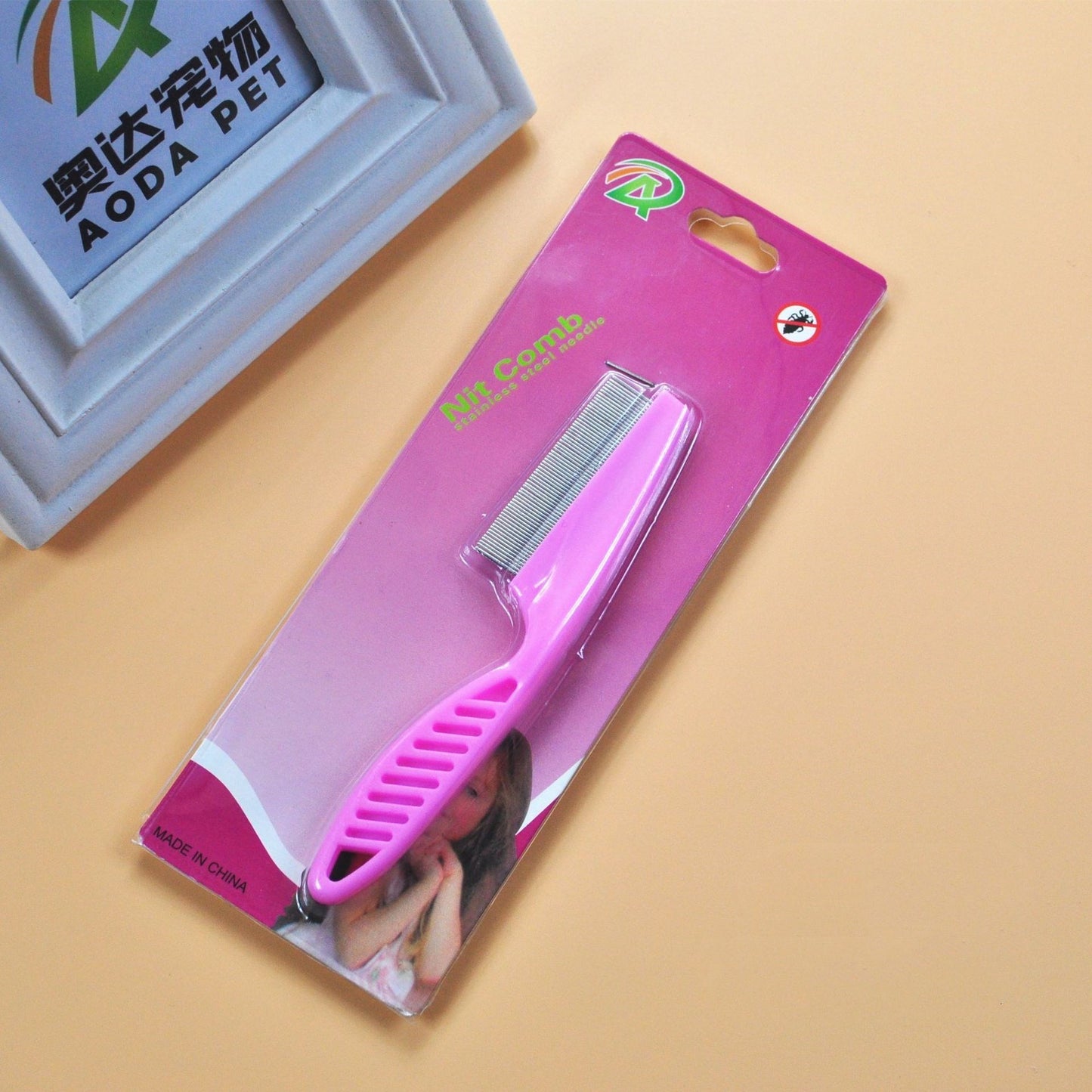 Fine tooth stainless steel needle flea comb