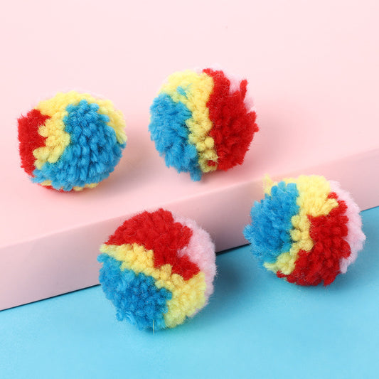 Cat Toy Rainbow Hair Ball Toy Ball Color