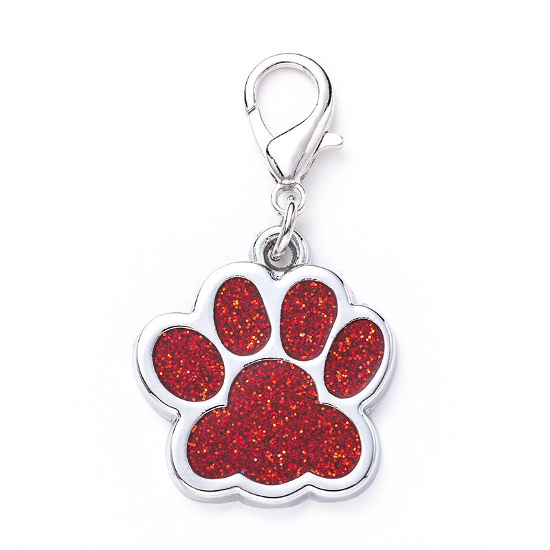 Zinc Alloy Metal Pet Tag Zinc Alloy Identity Brand Glitter Footprint Engraving Dog Tag