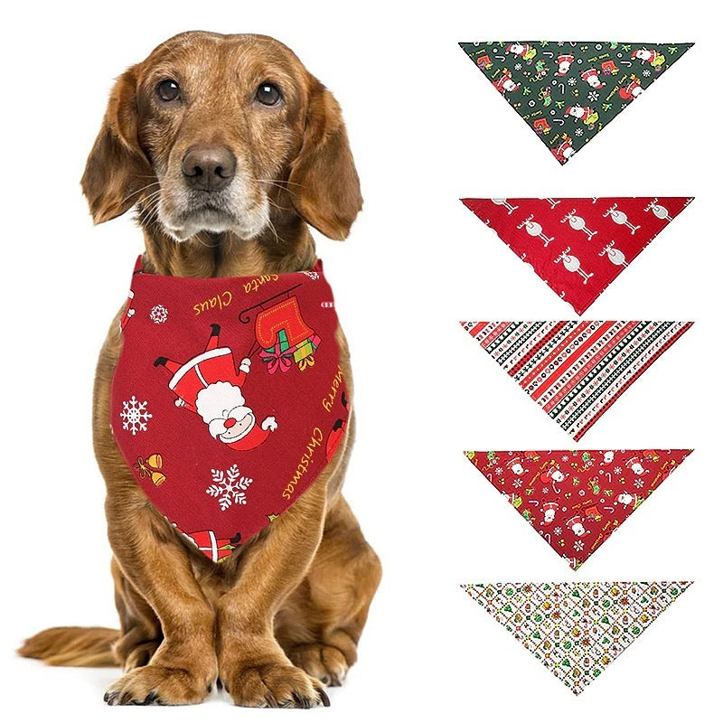 Pet Dog Christmas Print Triangle Scarf