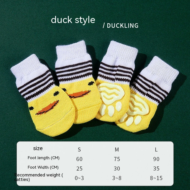 High Quality Non-slip Sole Socks Teddy Corgi Cat Supplies 4 Pack