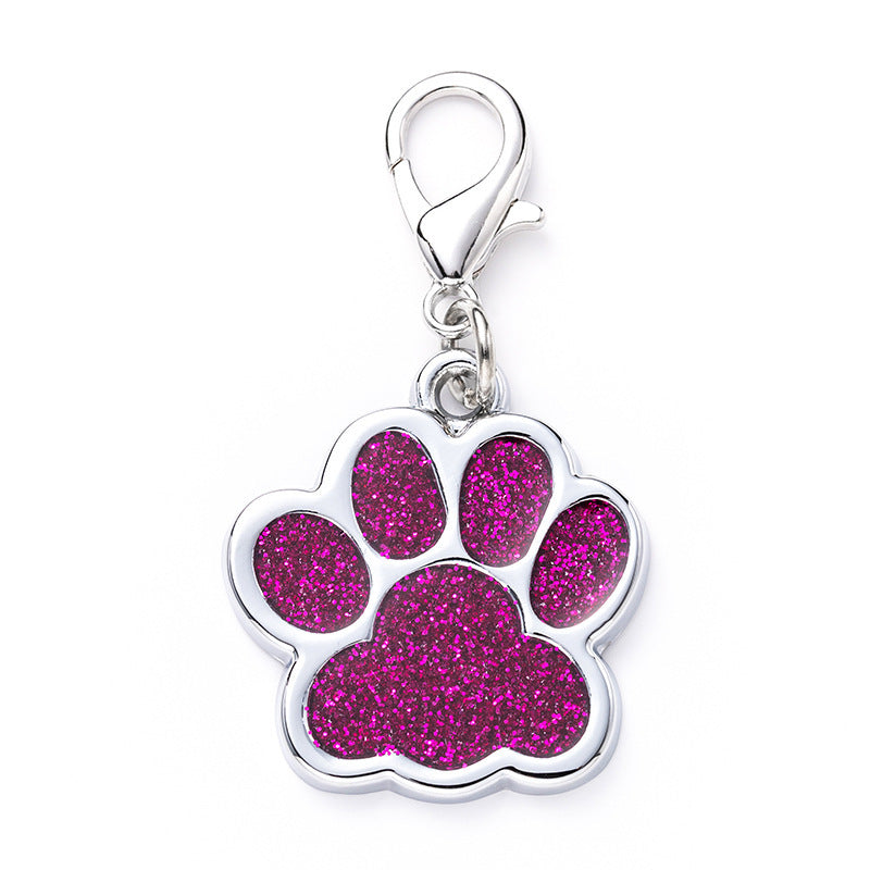 Zinc Alloy Metal Pet Tag Zinc Alloy Identity Brand Glitter Footprint Engraving Dog Tag