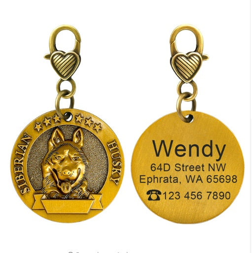 New dog identity card custom lettering tag Jin Mao Teddy dog bronze dog anti-lost pet brand