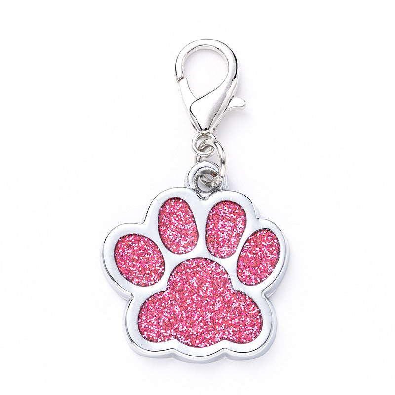 Zinc Alloy Metal Pet Tag Zinc Alloy Identity Brand Glitter Footprint Engraving Dog Tag