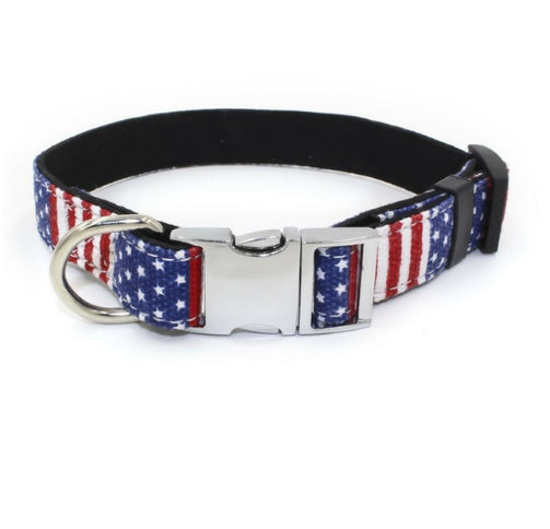 Metal quick-release buckle fabric collar collar adjustable size small and medium-sized dogs