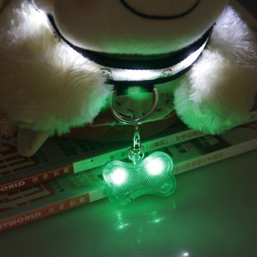 New  LED Dog Bone Shape ID Tag Pet Safety Collar Pendant