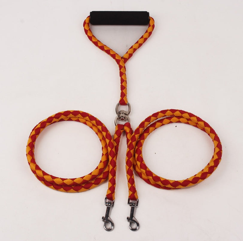 Pet Hand-knitted Traction Wear-resistant Dog Leash Double-ended Hand-knitted Braided Rope Outdoor Dog Leash