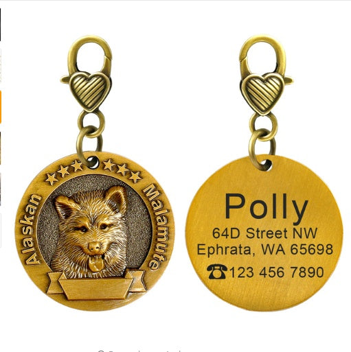 New dog identity card custom lettering tag Jin Mao Teddy dog bronze dog anti-lost pet brand