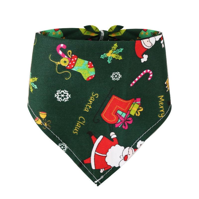 Christmas Cotton Print Pet Dress Triangle Scarf