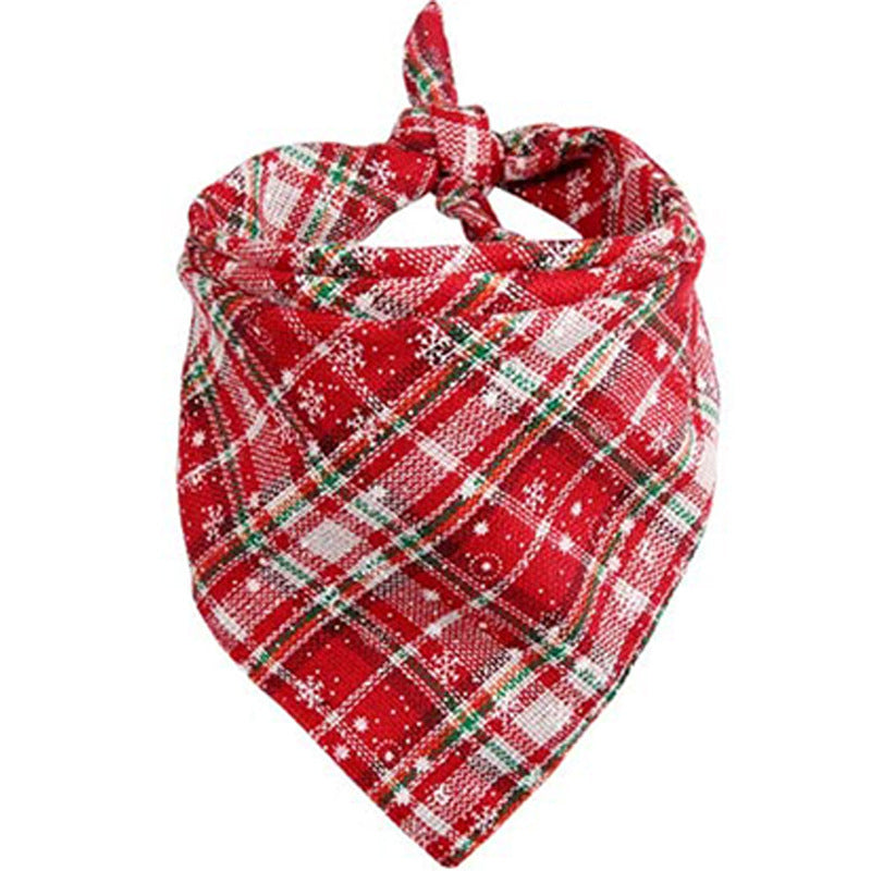 Double-layer Cotton Plaid Pet Scarf For Cats And Dogs