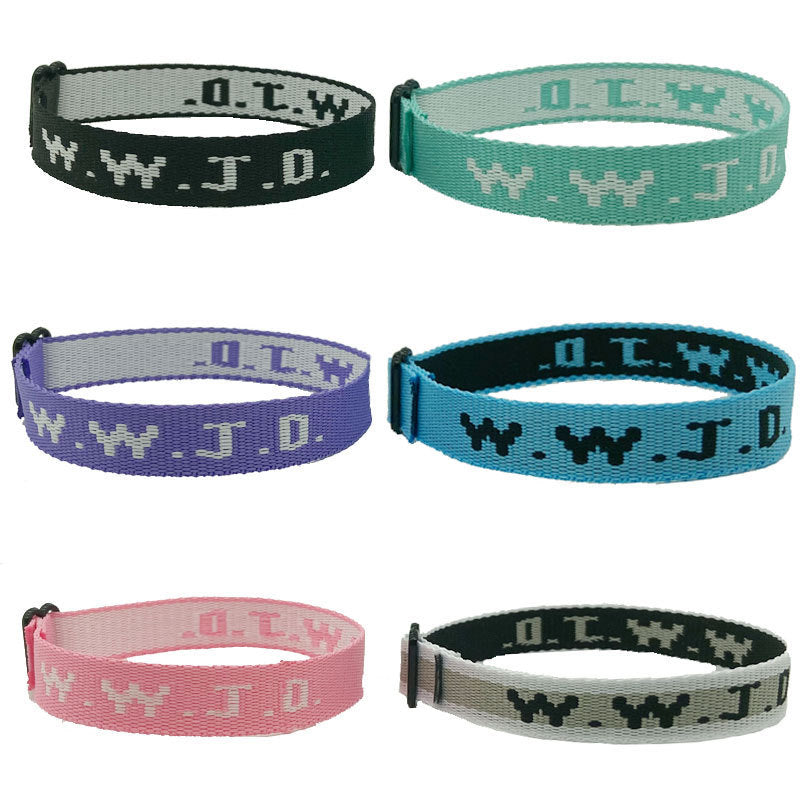 Jacquard Printed Wrist Strap Bracelet Ribbon Unisex WWJD Bracelet Adjustable Bracelet