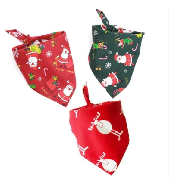 Christmas Cotton Print Pet Dress Triangle Scarf