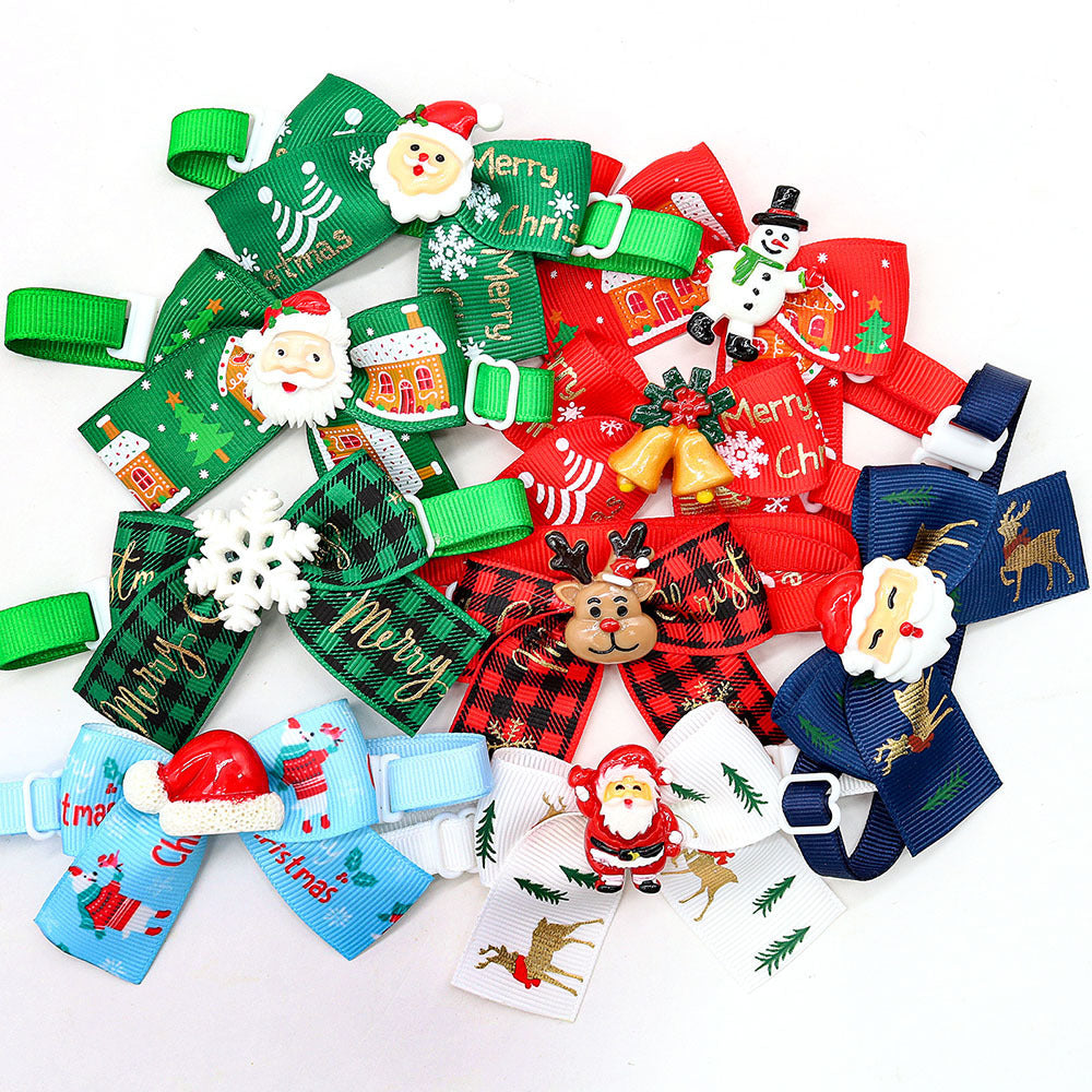 Christmas Doll Pet Dog Cat Bow Tie Accessories Tree Decoration