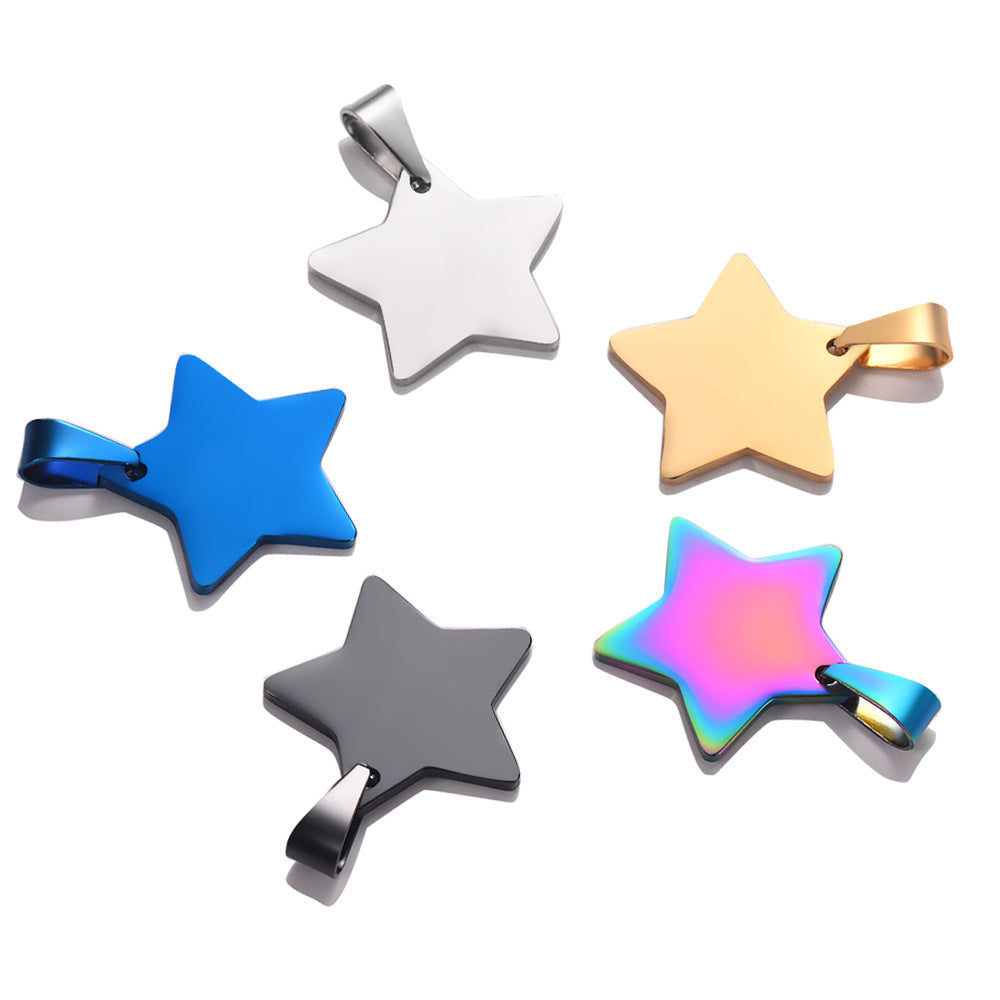 Stainless Steel Five-pointed Star Tag, Titanium Steel Pendant Necklace