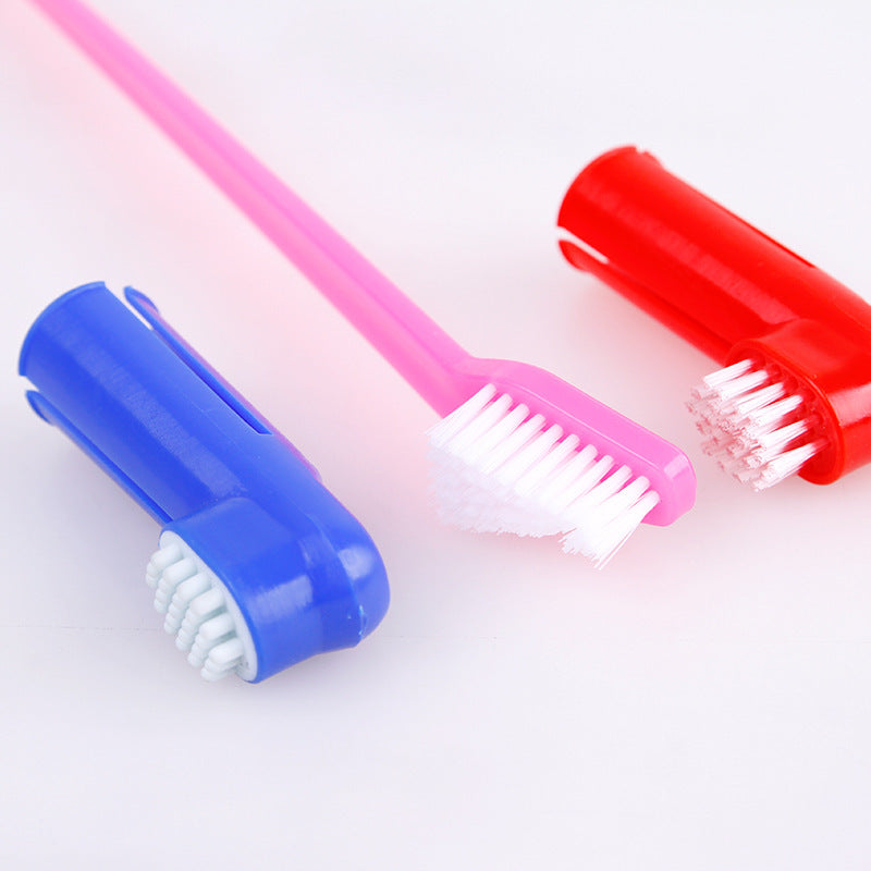 Double Head Toothbrush  Soft Pet Finger Toothbrush Set Pets Dogs Cats Teeth Care Cleaning Brush Pets Grooming Tools