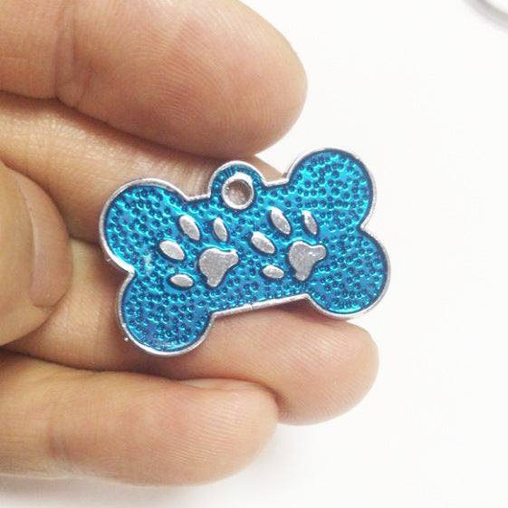 Zinc Alloy Metal Pet Tag Zinc Alloy Identity Brand Glitter Footprint Engraving Dog Tag