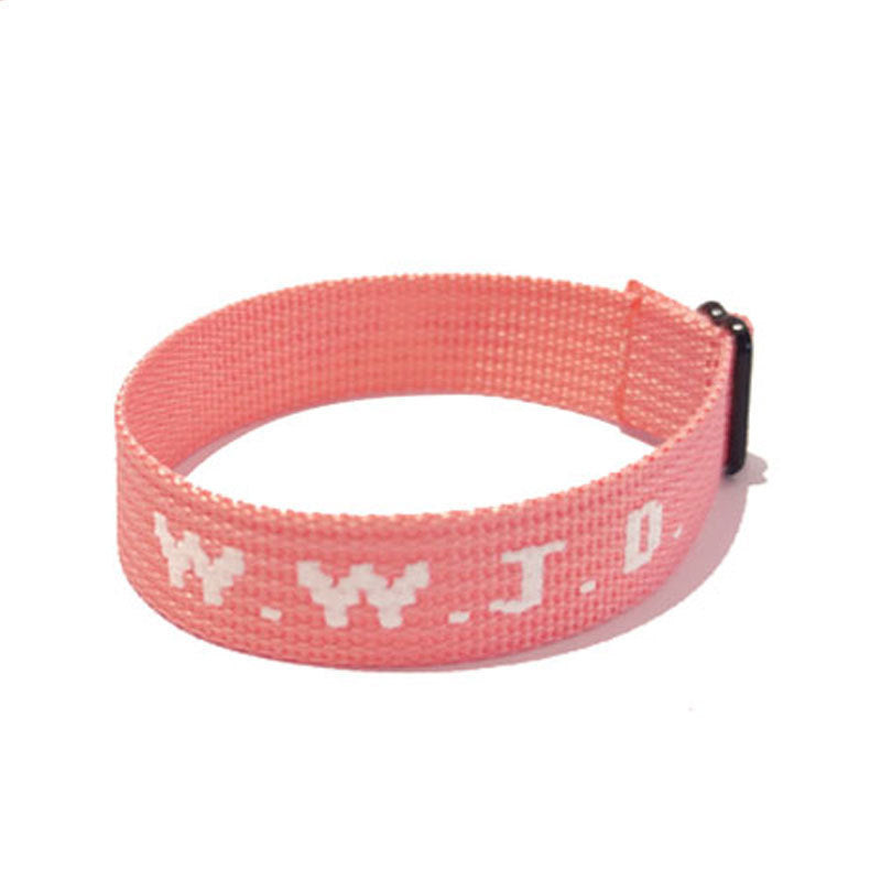 Jacquard Printed Wrist Strap Bracelet Ribbon Unisex WWJD Bracelet Adjustable Bracelet