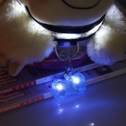 New  LED Dog Bone Shape ID Tag Pet Safety Collar Pendant