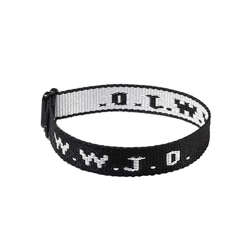 Jacquard Printed Wrist Strap Bracelet Ribbon Unisex WWJD Bracelet Adjustable Bracelet