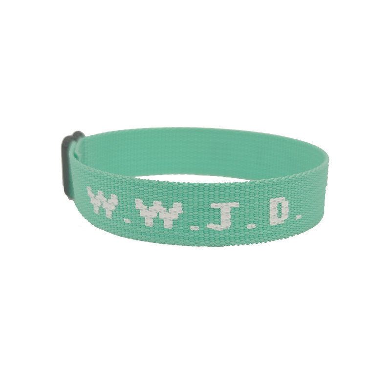 Jacquard Printed Wrist Strap Bracelet Ribbon Unisex WWJD Bracelet Adjustable Bracelet