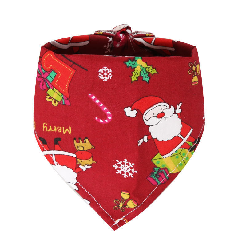 Christmas Cotton Print Pet Dress Triangle Scarf