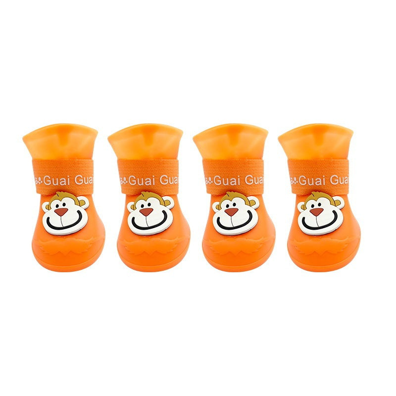 Cartoon Pet Boots Silicone Waterproof Non-slip Soft Bottom Summer Cat Supplies