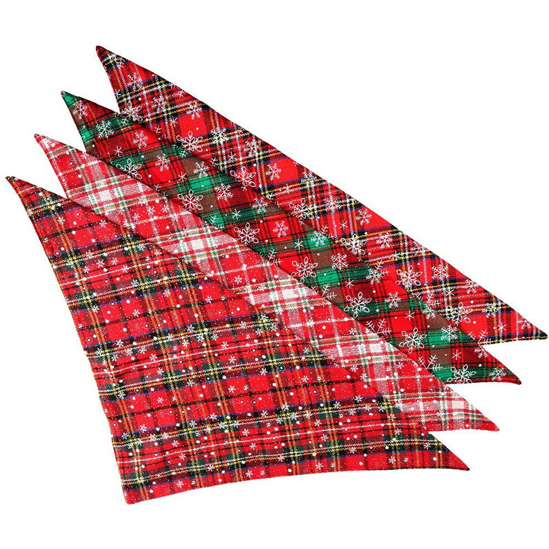 Double-layer Cotton Plaid Pet Scarf For Cats And Dogs