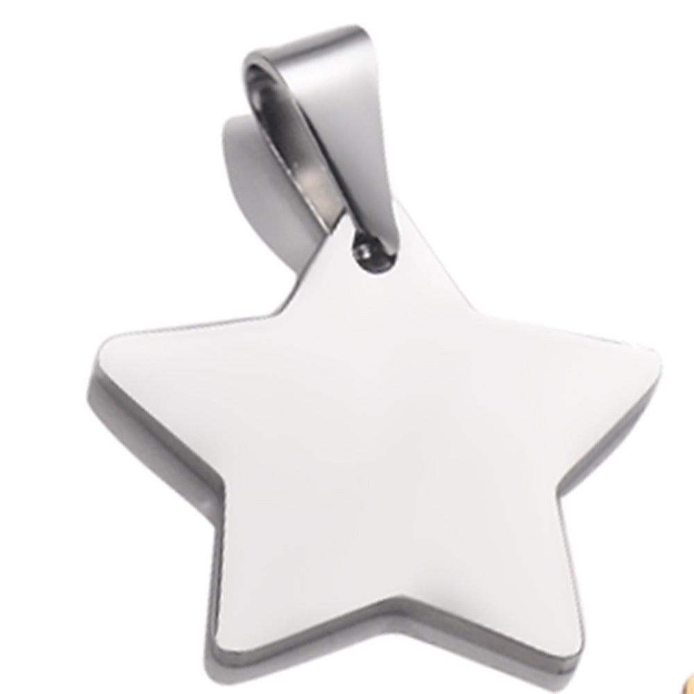 Stainless Steel Five-pointed Star Tag, Titanium Steel Pendant Necklace