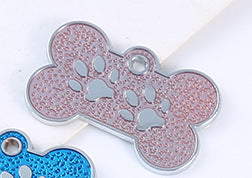 Zinc Alloy Metal Pet Tag Zinc Alloy Identity Brand Glitter Footprint Engraving Dog Tag