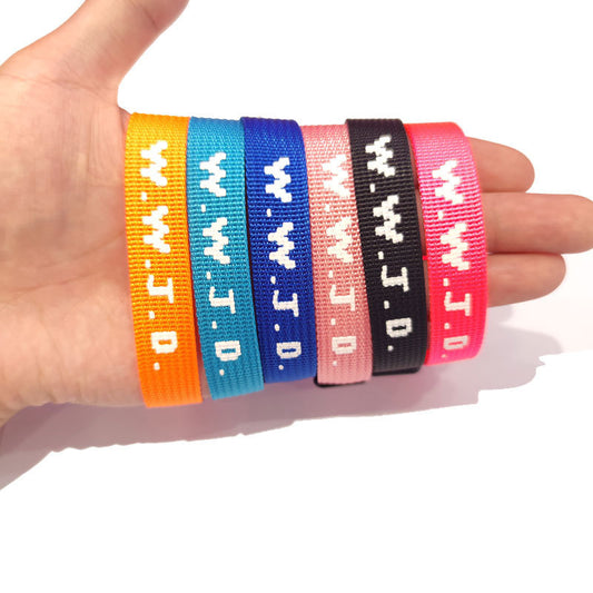 Jacquard Printed Wrist Strap Bracelet Ribbon Unisex WWJD Bracelet Adjustable Bracelet