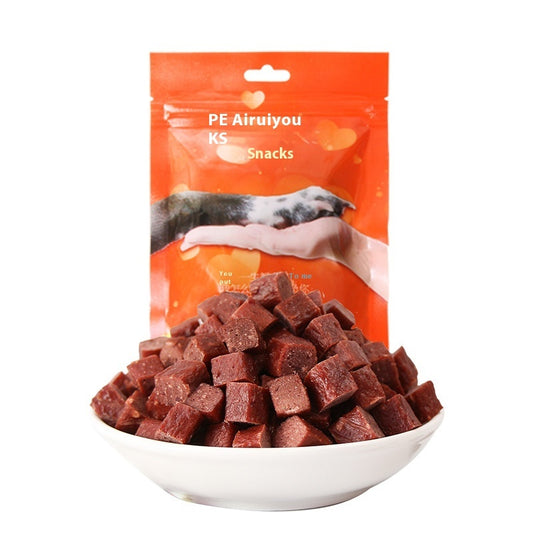 Dog Snacks Dried Beef Cubes Wholesale Pet Snacks Chicken Grain Dog Training Reward Teddy Meat Cube Manufacturer