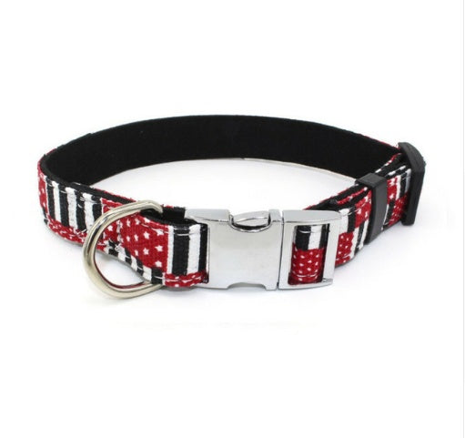 Metal quick-release buckle fabric collar collar adjustable size small and medium-sized dogs