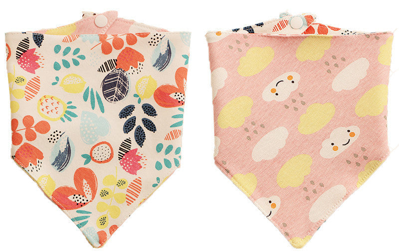 Baby Double-sided Triangle Scarf Children's Triangle Bib Cotton Printed Triangle Saliva Towel