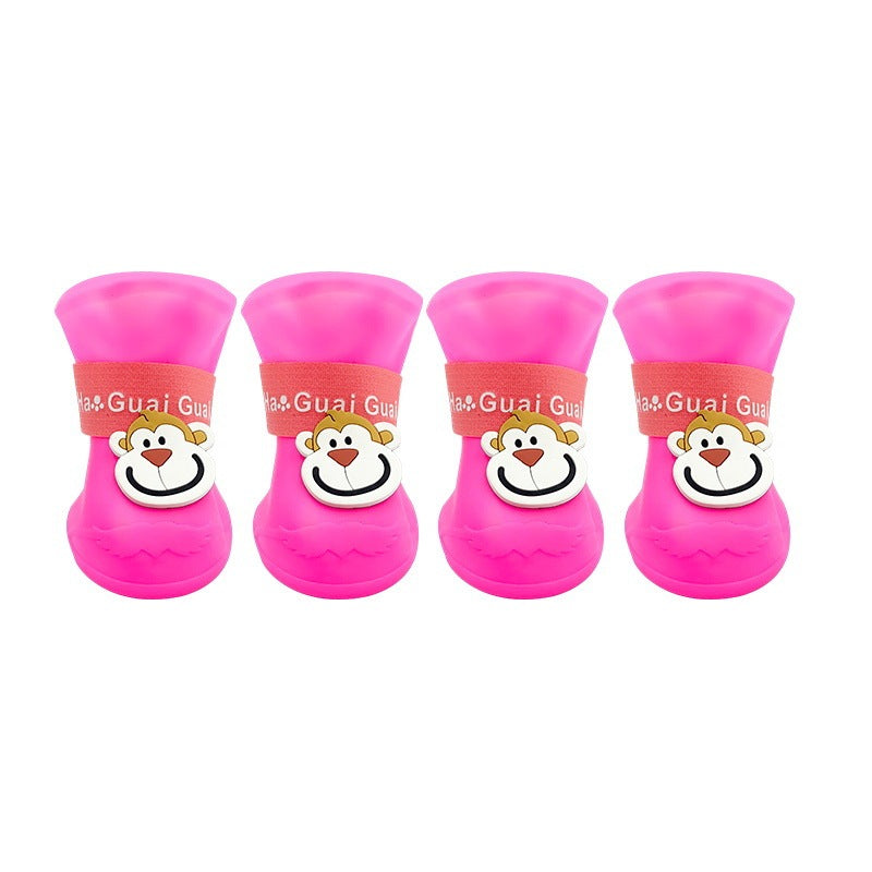 Cartoon Pet Boots Silicone Waterproof Non-slip Soft Bottom Summer Cat Supplies