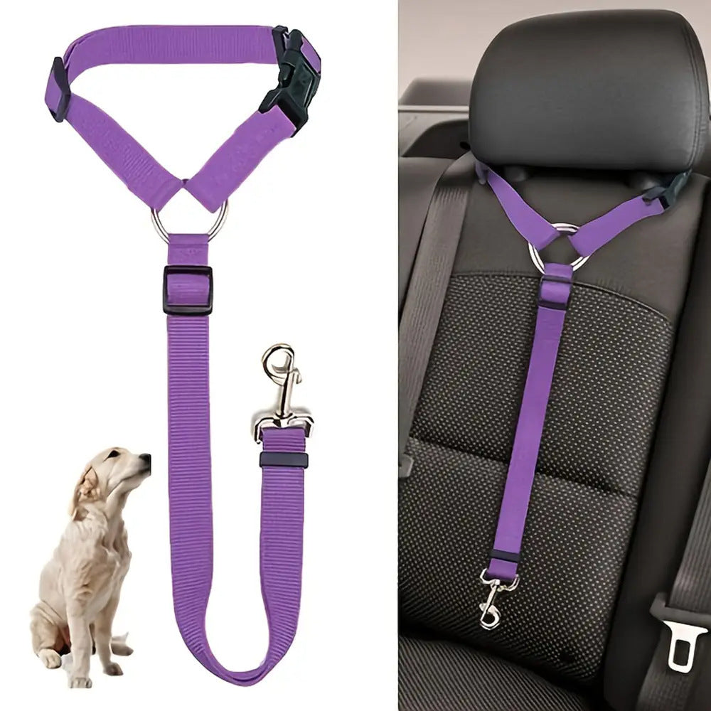 Solid Two-in-one Pet Car Seat Belt Lead Leash BackSeat Safety Belt Adjustable Harness For Kitten Dogs Collar Pet Accessories