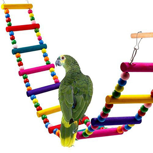 Parrot Colorful Wooden Bead Ladder Rotating Toy