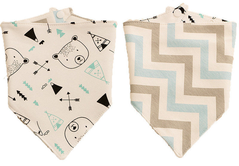 Baby Double-sided Triangle Scarf Children's Triangle Bib Cotton Printed Triangle Saliva Towel