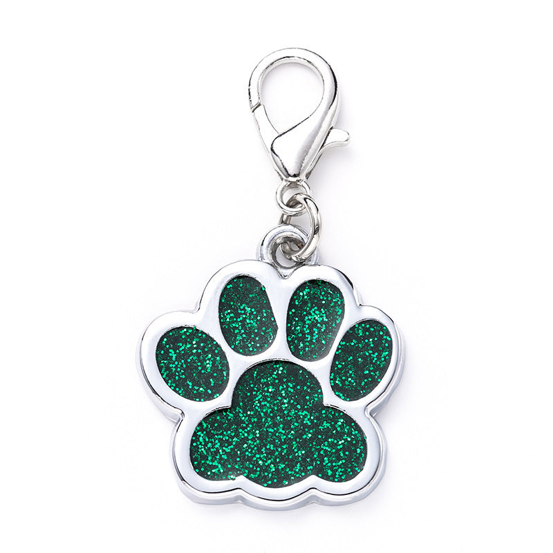 Zinc Alloy Metal Pet Tag Zinc Alloy Identity Brand Glitter Footprint Engraving Dog Tag