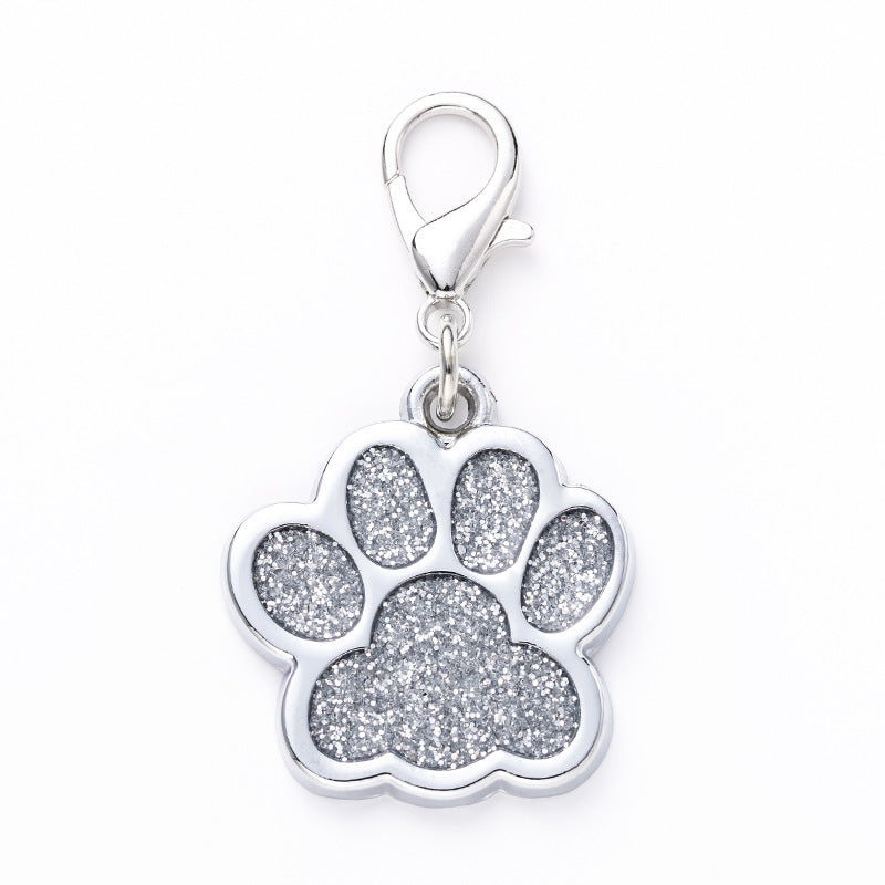 Zinc Alloy Metal Pet Tag Zinc Alloy Identity Brand Glitter Footprint Engraving Dog Tag